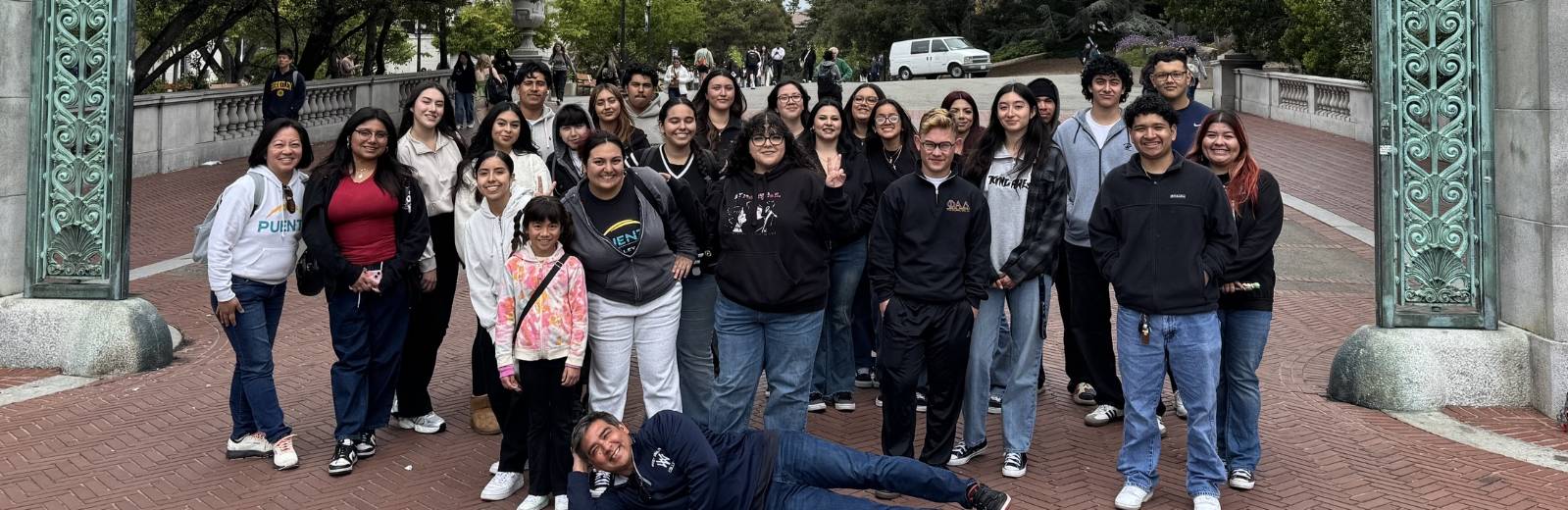 Puente Cohort Puente Cohort in front of a UC Berkeley gate