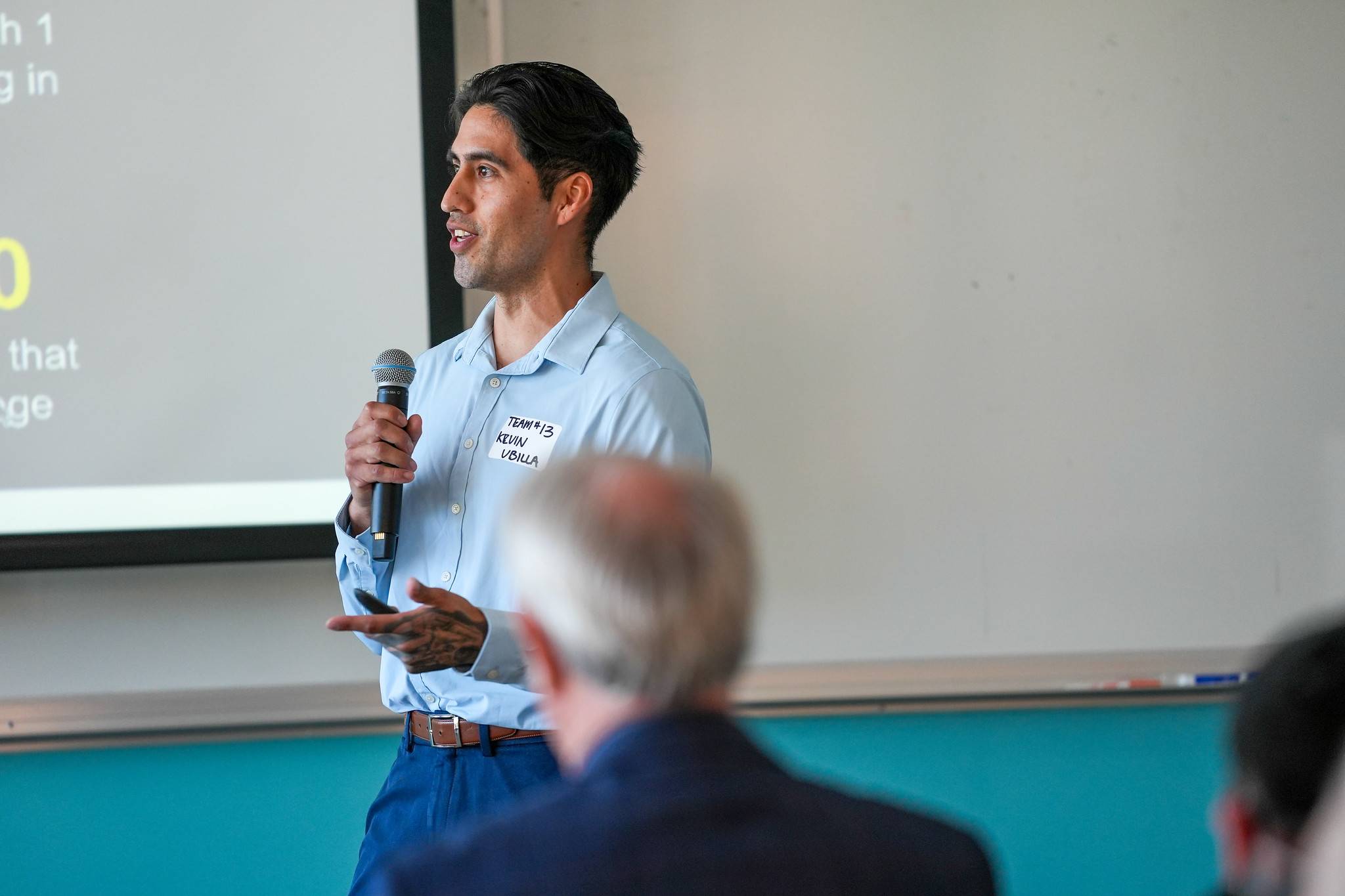 west valley college student doing business pitch at competition