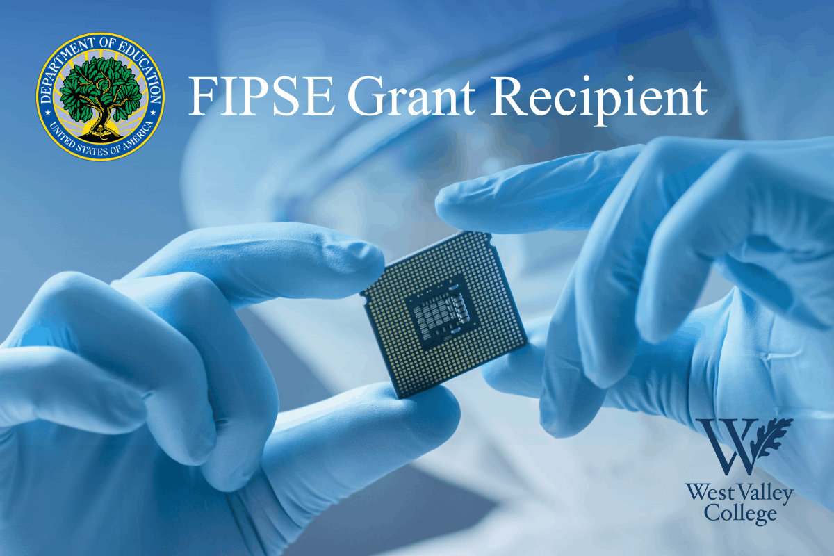 fipse grant recipient text with a background of a worker in ppe holding a microchip