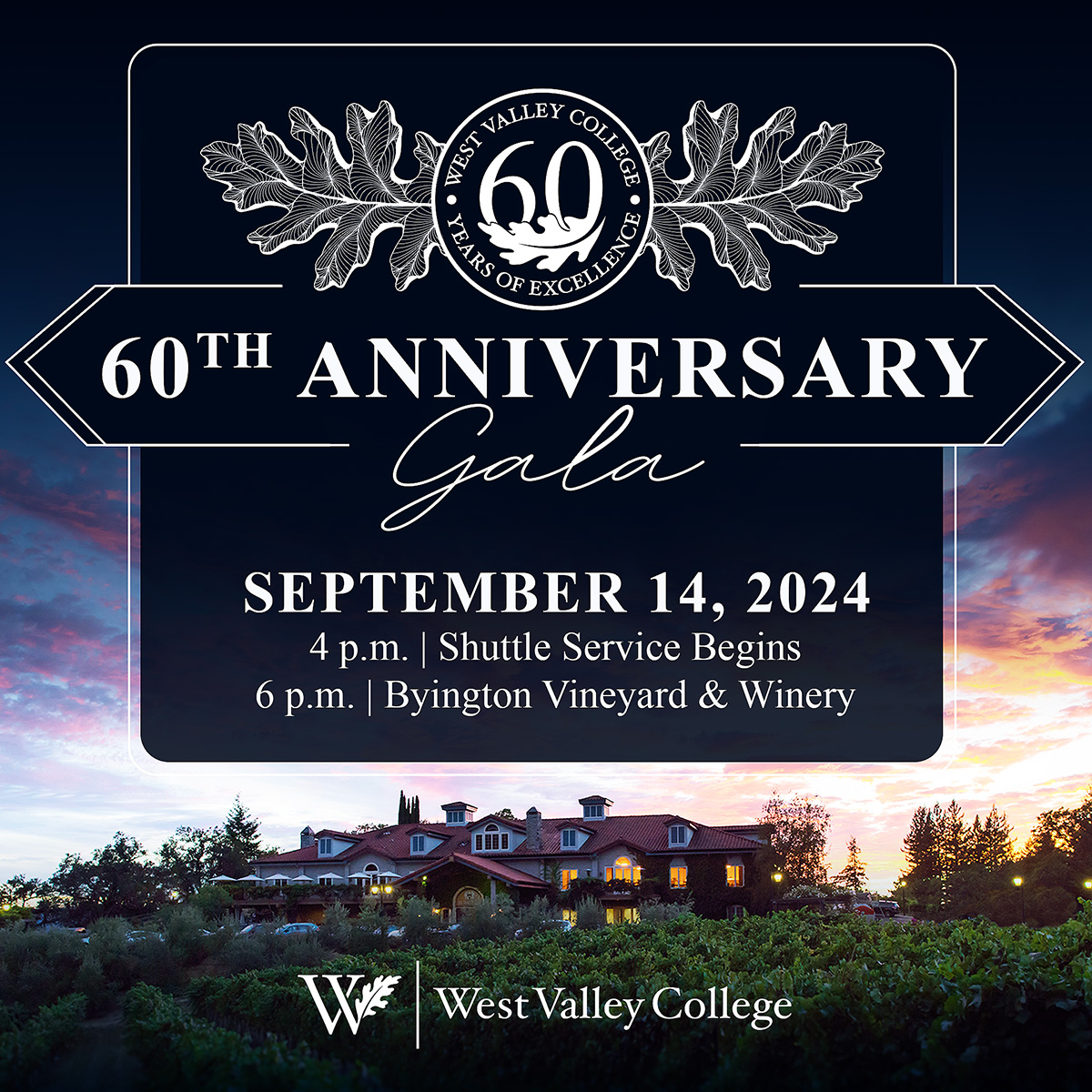 60th Anniversary Gala with image of Byington Winery