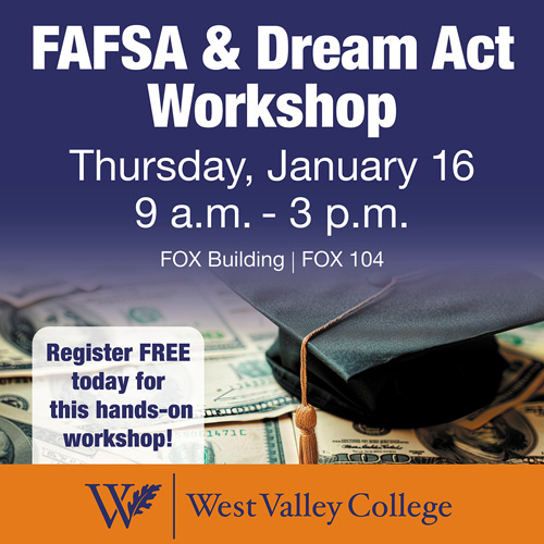 FAFSA workshop event details on graduation cap and monkey background