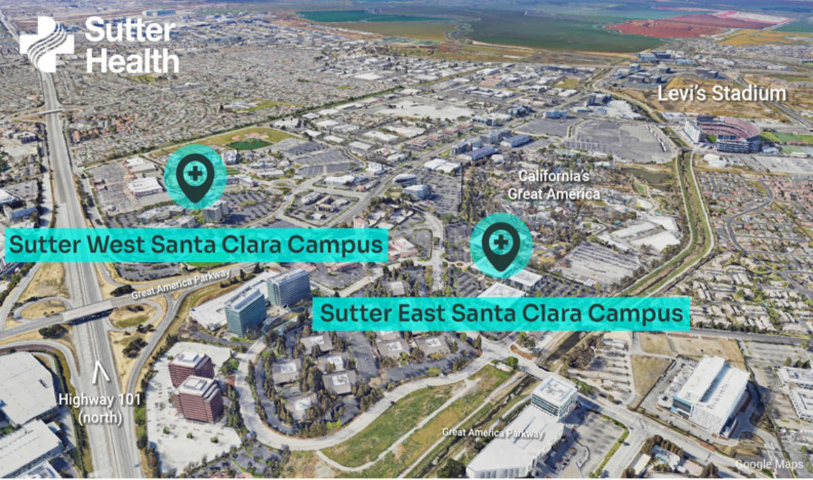 aerial google image of sutter health locations