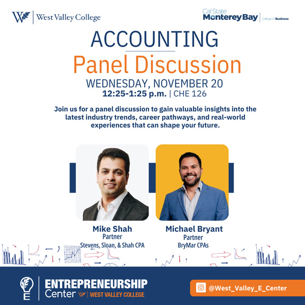 Accounting Panel event details with speaker photos