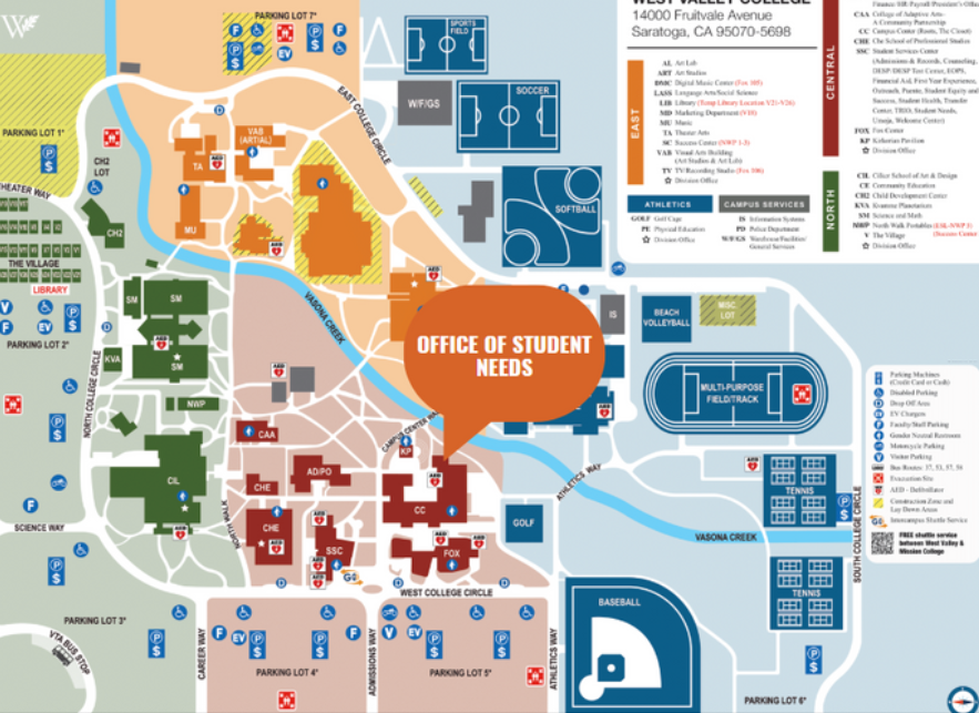 office of student needs campus map